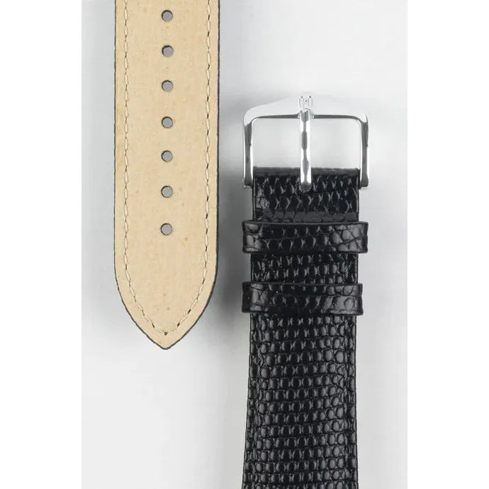 Black HIRSCH RAINBOW Lizard Embossed Watch Strap