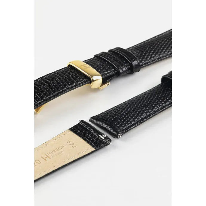 Black HIRSCH RAINBOW Lizard Embossed Watch Strap