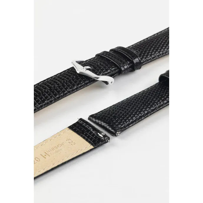 Black HIRSCH RAINBOW Lizard Embossed Watch Strap