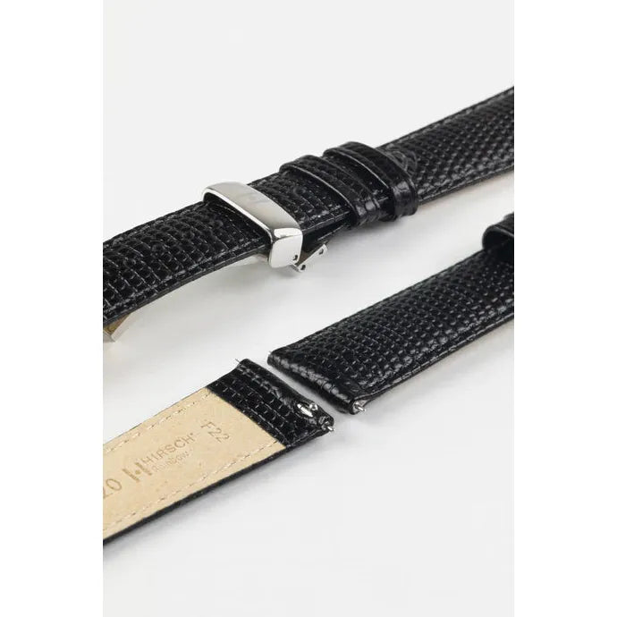 Black HIRSCH RAINBOW Lizard Embossed Watch Strap