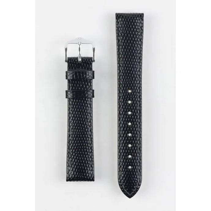 Black HIRSCH RAINBOW Lizard Embossed Watch Strap 1230 26 NQ