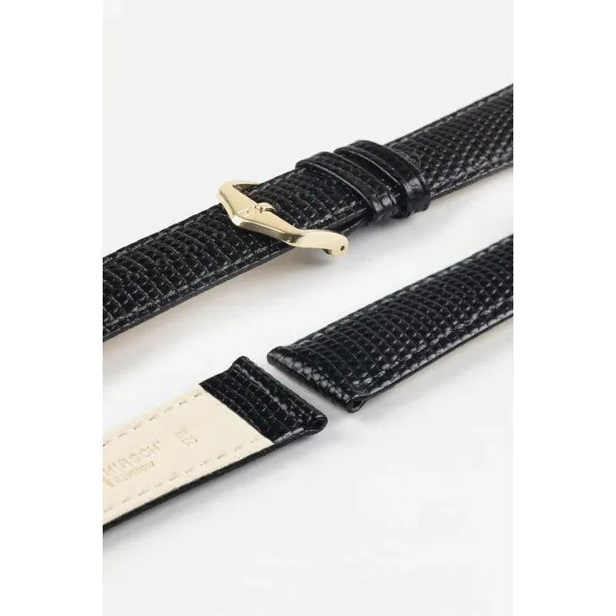 Black HIRSCH RAINBOW Lizard Embossed Watch Strap 1230 26 NQ