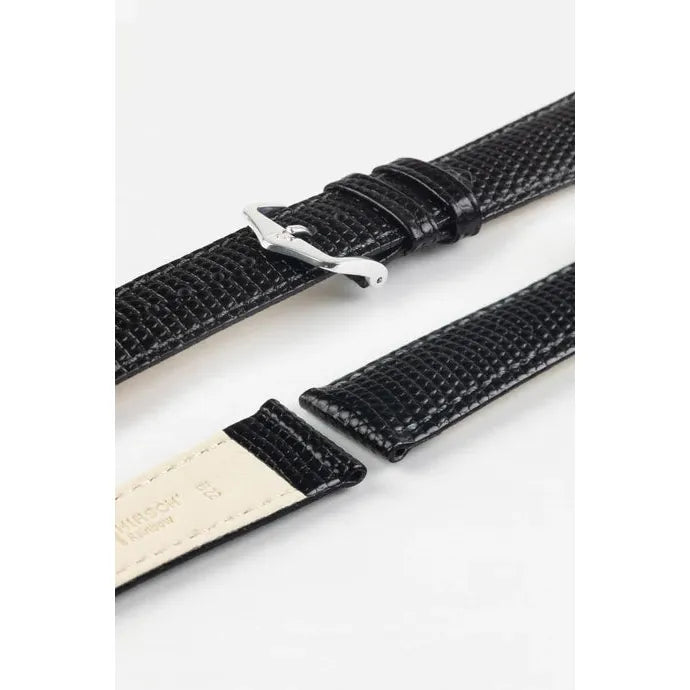 Black HIRSCH RAINBOW Lizard Embossed Watch Strap 1230 26 NQ