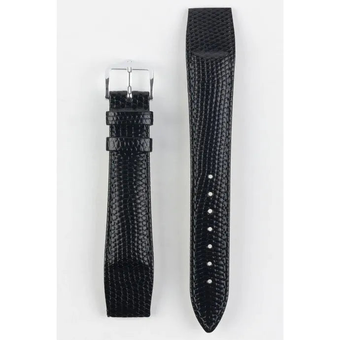 Black Open End HIRSCH RAINBOW Ladies Lizard Embossed Calfskin Watch Strap 1230 26 OE