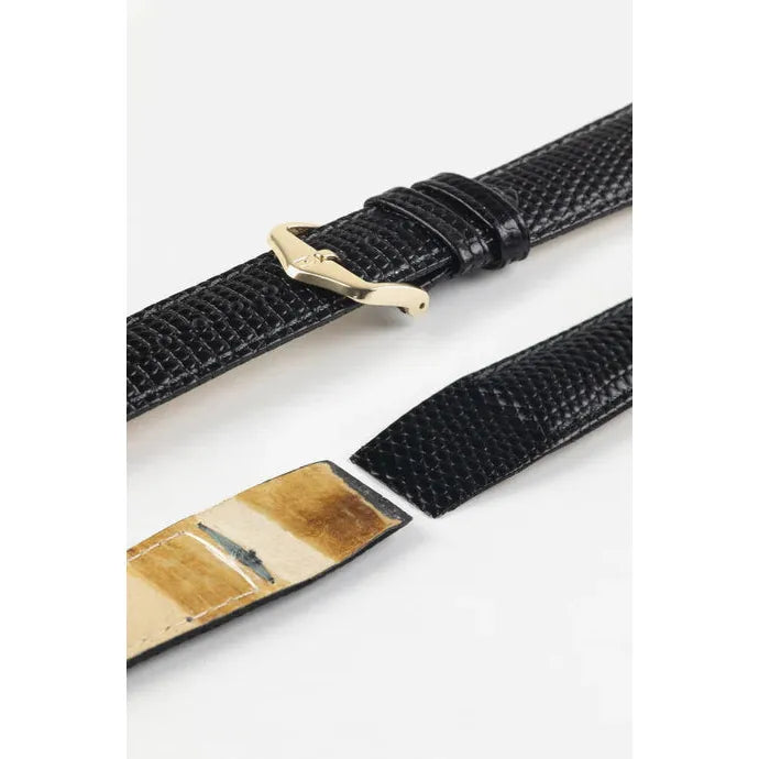 Black Open End HIRSCH RAINBOW Ladies Lizard Embossed Calfskin Watch Strap 1230 26 OE