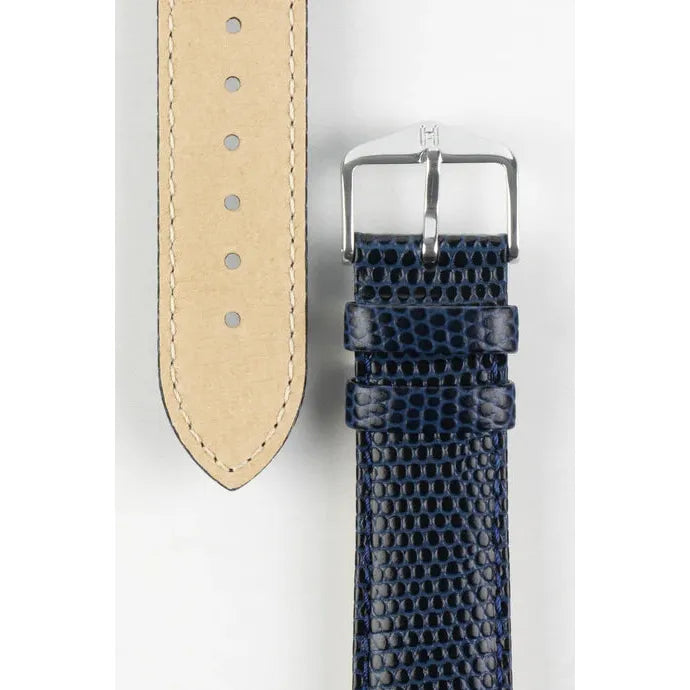 Blue HIRSCH RAINBOW Lizard Embossed Watch Strap