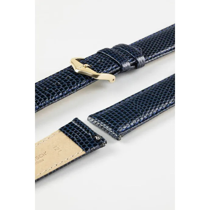 Blue HIRSCH RAINBOW Lizard Embossed Watch Strap