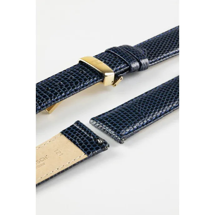 Blue HIRSCH RAINBOW Lizard Embossed Watch Strap