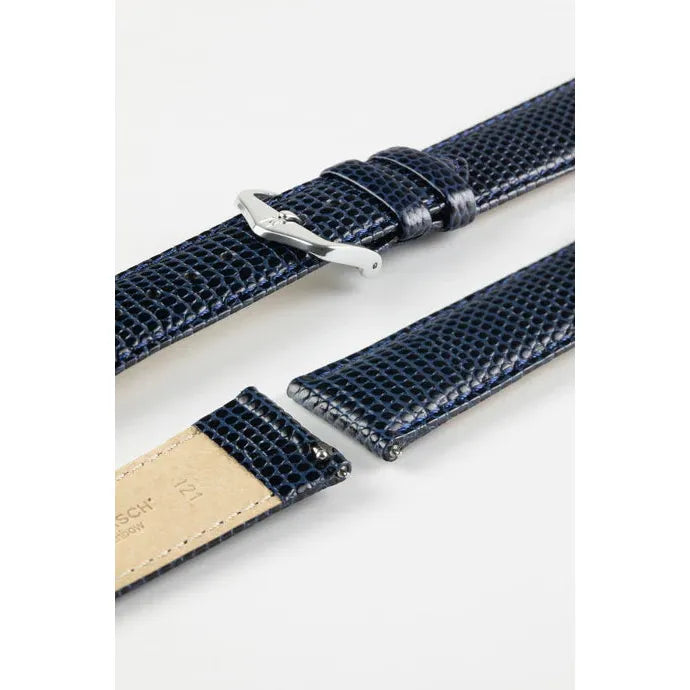 Blue HIRSCH RAINBOW Lizard Embossed Watch Strap