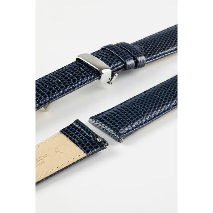 Blue HIRSCH RAINBOW Lizard Embossed Watch Strap