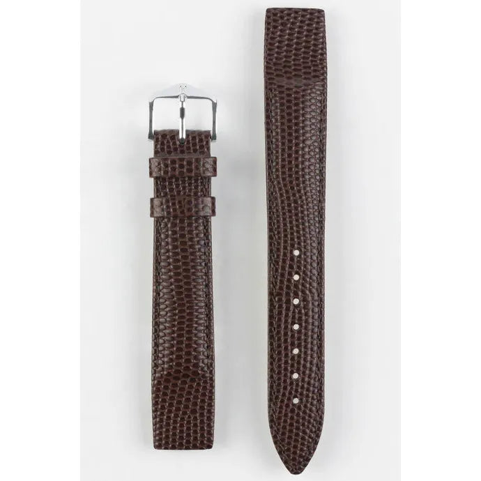 Brown Open End HIRSCH RAINBOW Ladies Lizard Embossed Calfskin Watch Strap 1230 26 OE