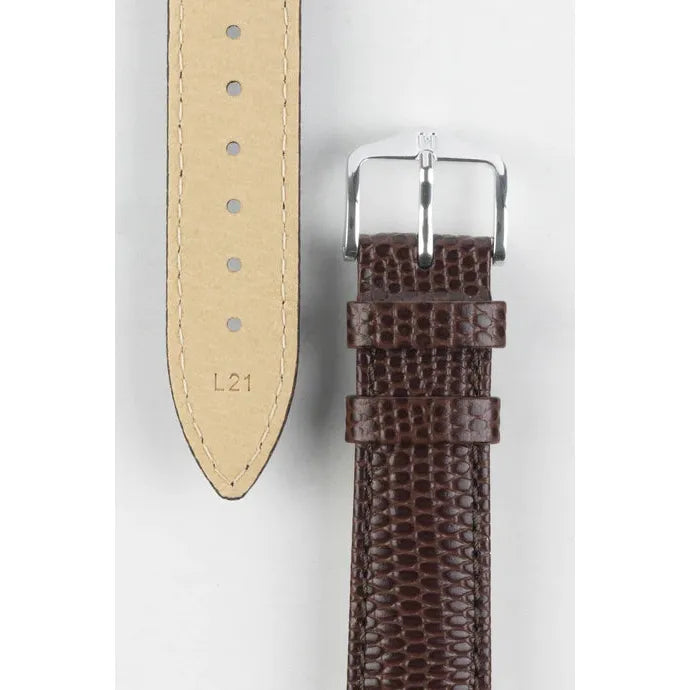 Brown Open End HIRSCH RAINBOW Ladies Lizard Embossed Calfskin Watch Strap 1230 26 OE