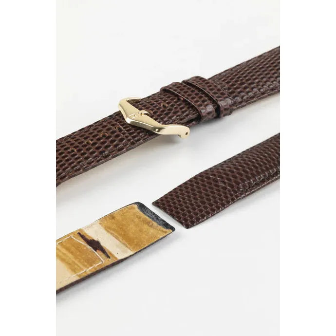 Brown Open End HIRSCH RAINBOW Ladies Lizard Embossed Calfskin Watch Strap 1230 26 OE