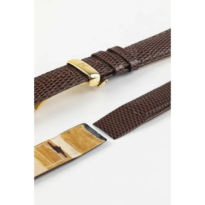 Brown Open End HIRSCH RAINBOW Ladies Lizard Embossed Calfskin Watch Strap 1230 26 OE