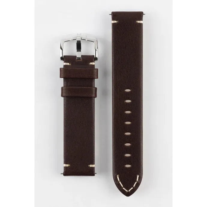 Brown HIRSCH RANGER Vintage style Calfskin Watch Strap 054 02