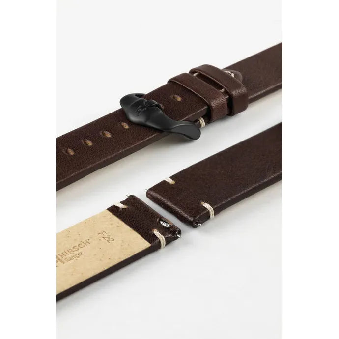 Brown HIRSCH RANGER Vintage style Calfskin Watch Strap 054 02