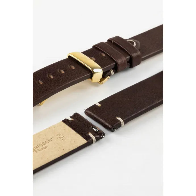 Brown HIRSCH RANGER Vintage style Calfskin Watch Strap 054 02