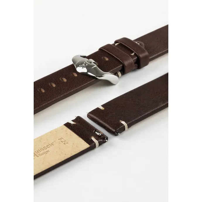 Brown HIRSCH RANGER Vintage style Calfskin Watch Strap 054 02