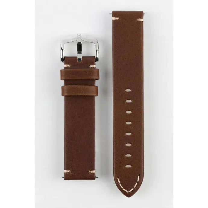 Gold Brown HIRSCH RANGER Vintage style Calfskin Watch Strap 054 02