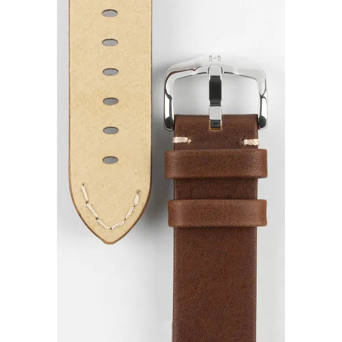 Gold Brown HIRSCH RANGER Vintage style Calfskin Watch Strap 054 02