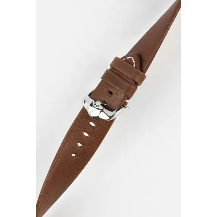 Gold Brown HIRSCH RANGER Vintage style Calfskin Watch Strap 054 02