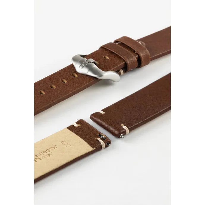 Gold Brown HIRSCH RANGER Vintage style Calfskin Watch Strap 054 02