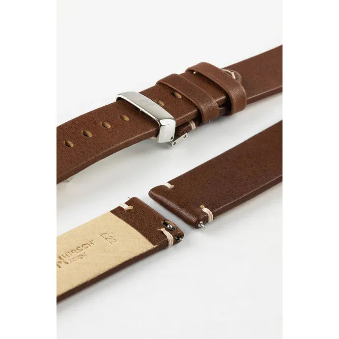 Gold Brown HIRSCH RANGER Vintage style Calfskin Watch Strap 054 02