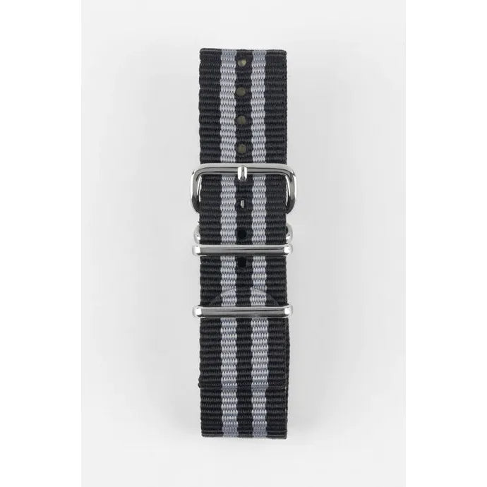 Black &amp; Grey HIRSCH RUSH Military style Nylon Watch Strap 4040 60