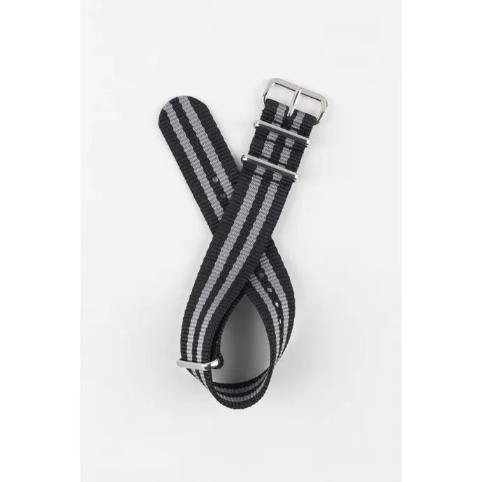 Black &amp; Grey HIRSCH RUSH Military style Nylon Watch Strap 4040 60