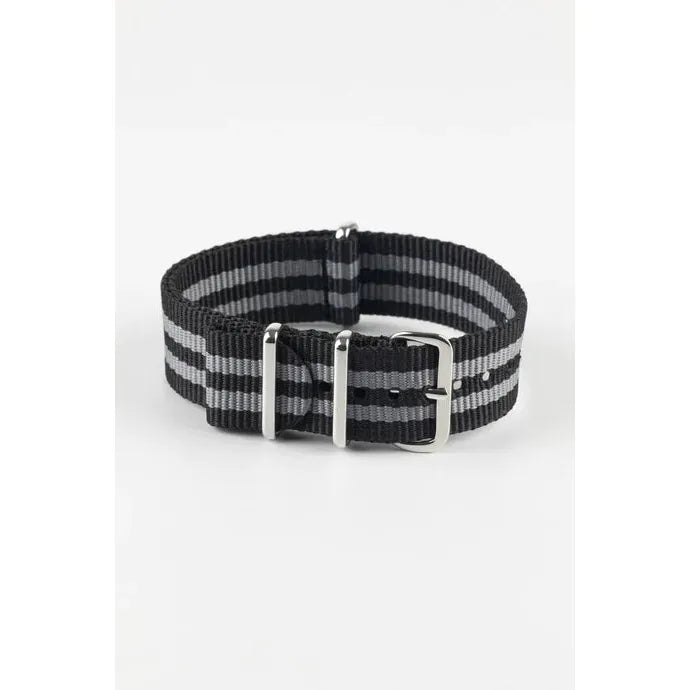 Black &amp; Grey HIRSCH RUSH Military style Nylon Watch Strap 4040 60