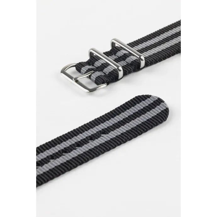 Black &amp; Grey HIRSCH RUSH Military style Nylon Watch Strap 4040 60