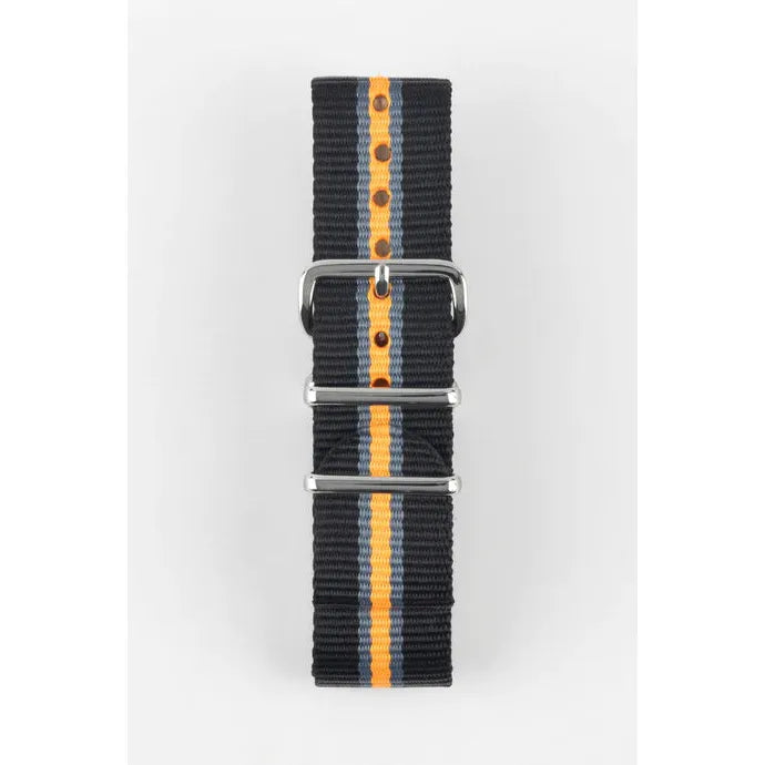 Black &amp; Orange &amp; Grey HIRSCH RUSH Military style Nylon Watch Strap 4040 60