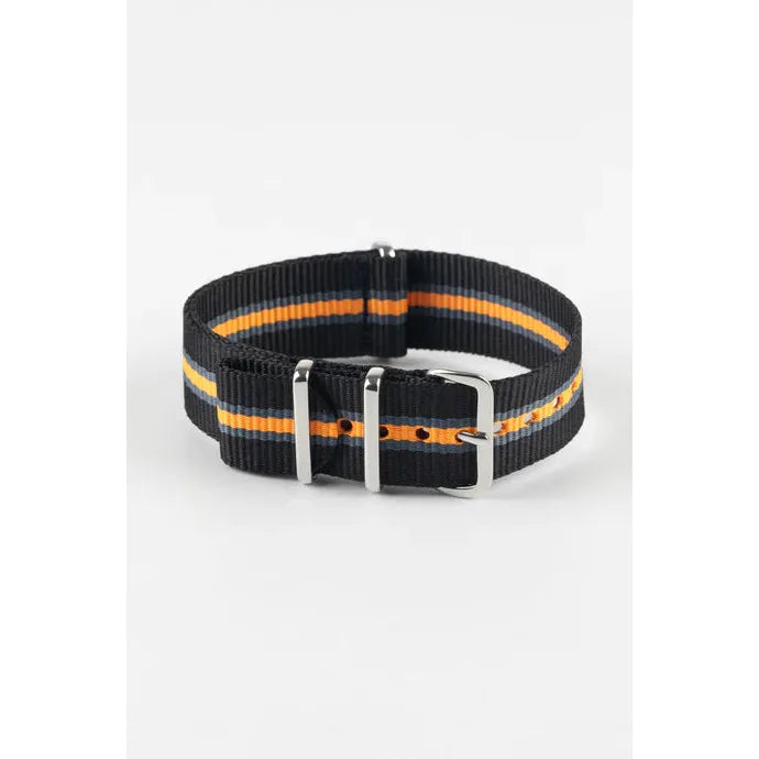 Black &amp; Orange &amp; Grey HIRSCH RUSH Military style Nylon Watch Strap 4040 60