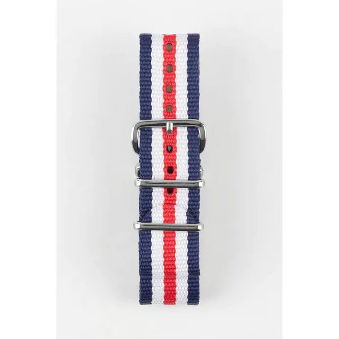 Blue &amp; White &amp; Red HIRSCH RUSH Military style Nylon Watch Strap 4040 60