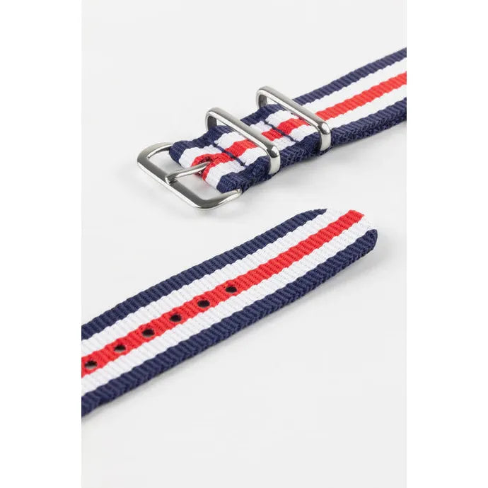 Blue &amp; White &amp; Red HIRSCH RUSH Military style Nylon Watch Strap 4040 60