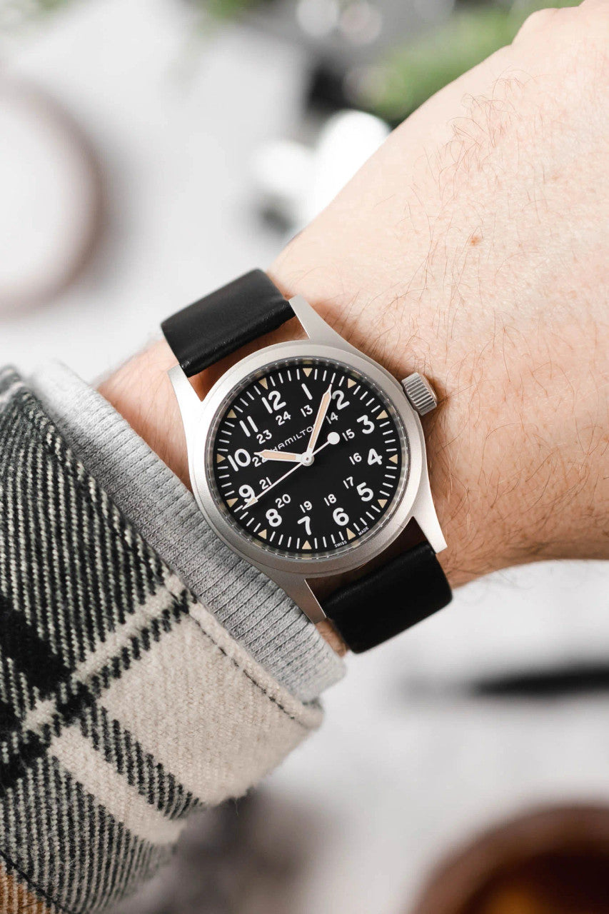 Hirsch TORONTO Open End Classic Italian Calfskin Watch Strap - Black - view 3