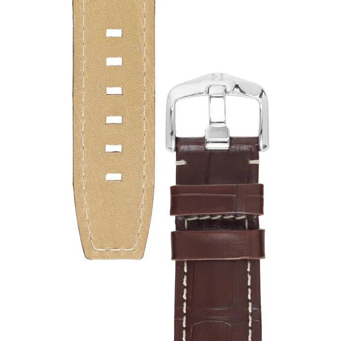 Brown HIRSCH TRITONE Genuine Matte Louisiana Alligator Watchband 086 07