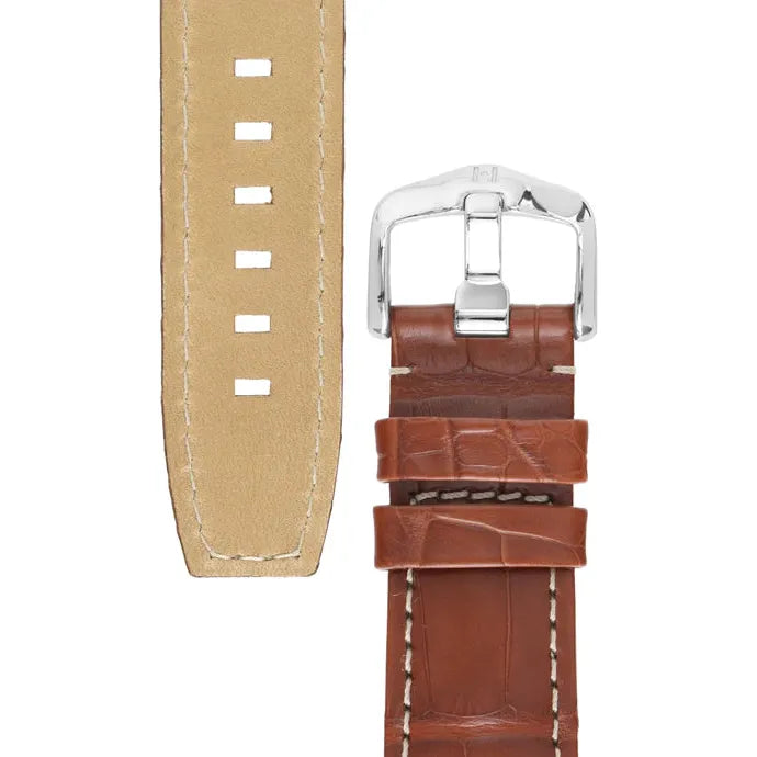 Gold Brown HIRSCH TRITONE Genuine Matte Louisiana Alligator Watchband 086 07