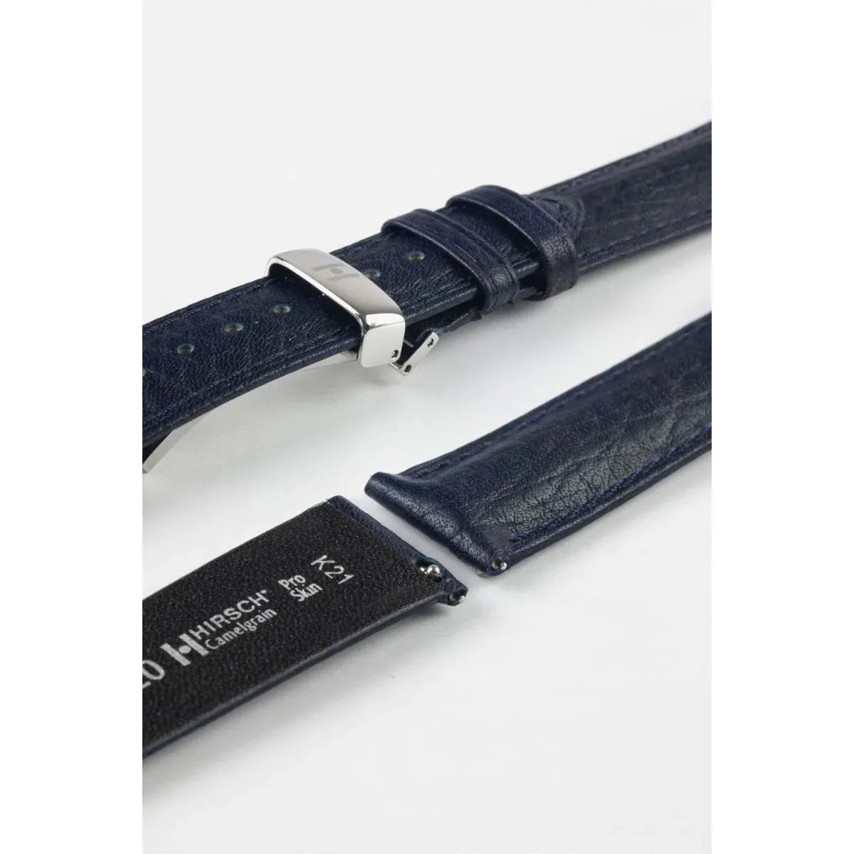 Blue HIRSCH CAMELGRAIN Pro Skin Watch Strap 010 09