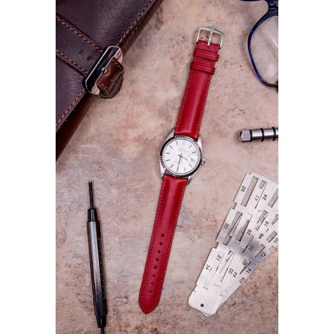 Red HIRSCH KENT Artisan Leather Watch Strap 010 02