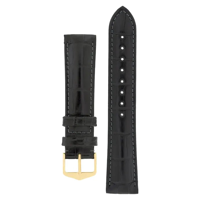 Black HIRSCH EARL Genuine Louisiana Matte Alligator Watch Band 047 07