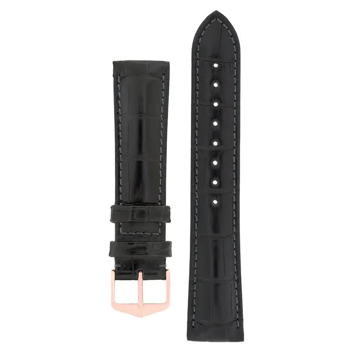 Black HIRSCH EARL Genuine Louisiana Matte Alligator Watch Band 047 07