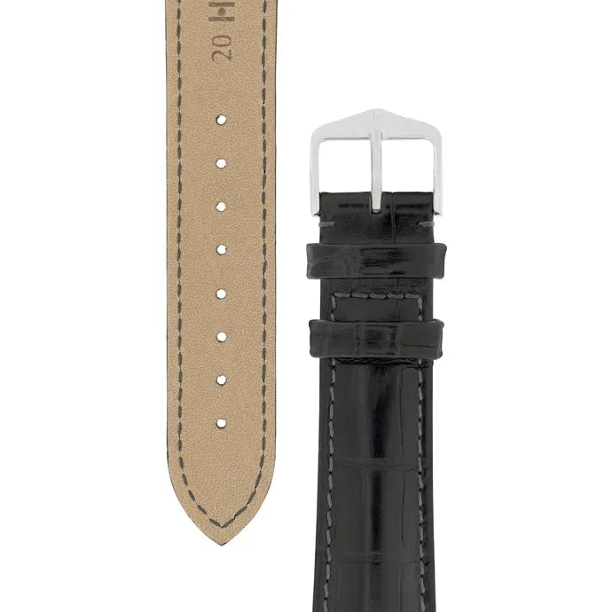 Black HIRSCH EARL Genuine Louisiana Matte Alligator Watch Band 047 07