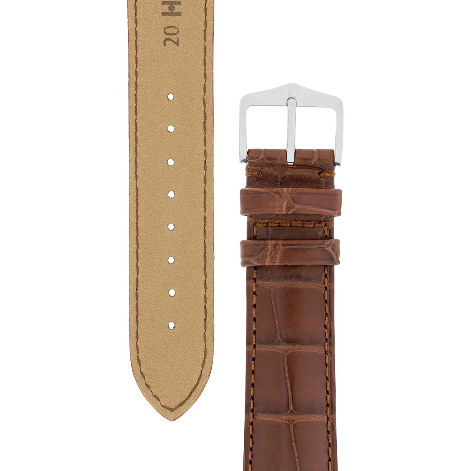 Brown HIRSCH EARL Genuine Louisiana Matte Alligator Watch Band 047 07