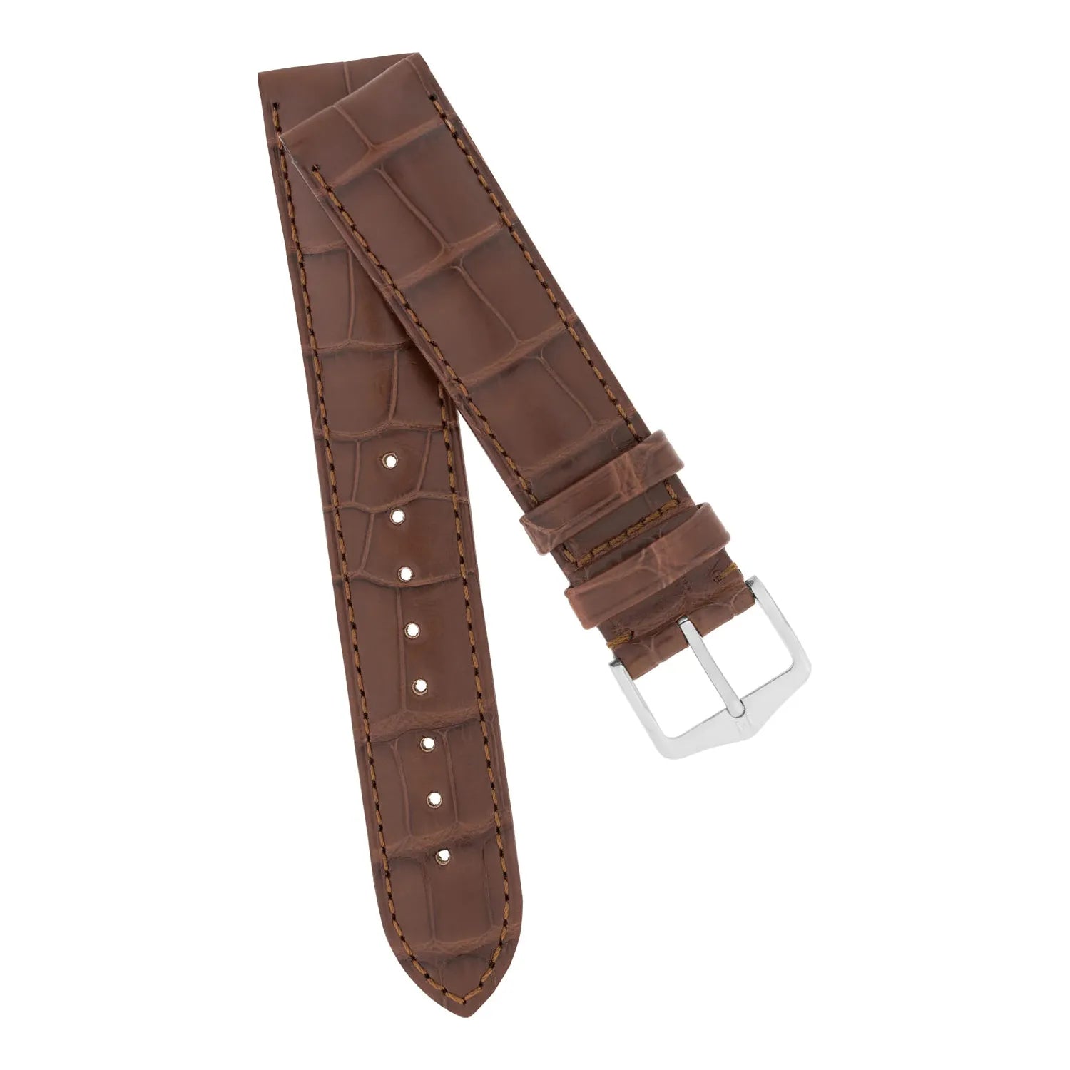 Brown HIRSCH EARL Genuine Louisiana Matte Alligator Watch Band 047 07