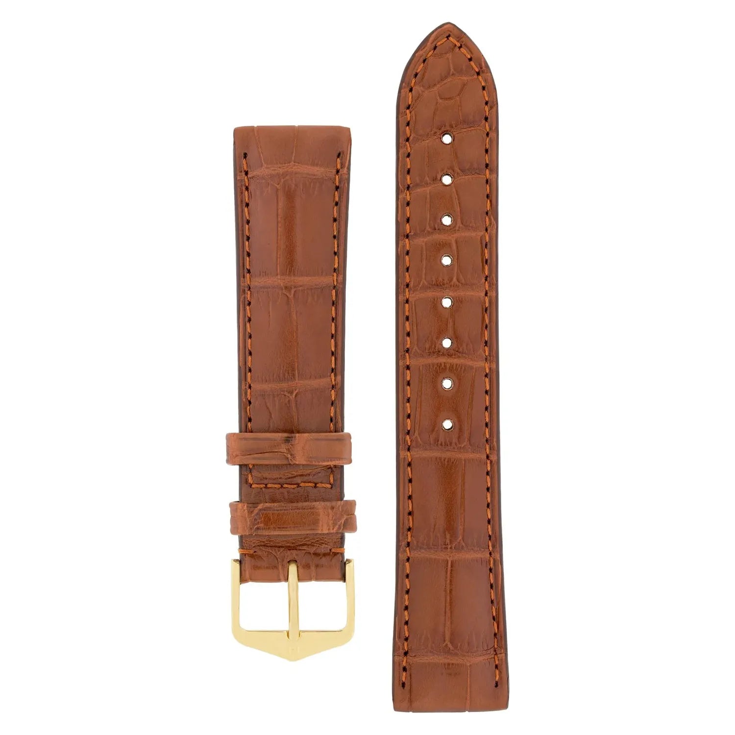 Gold Brown HIRSCH EARL Genuine Louisiana Matte Alligator Watch Band 047 07