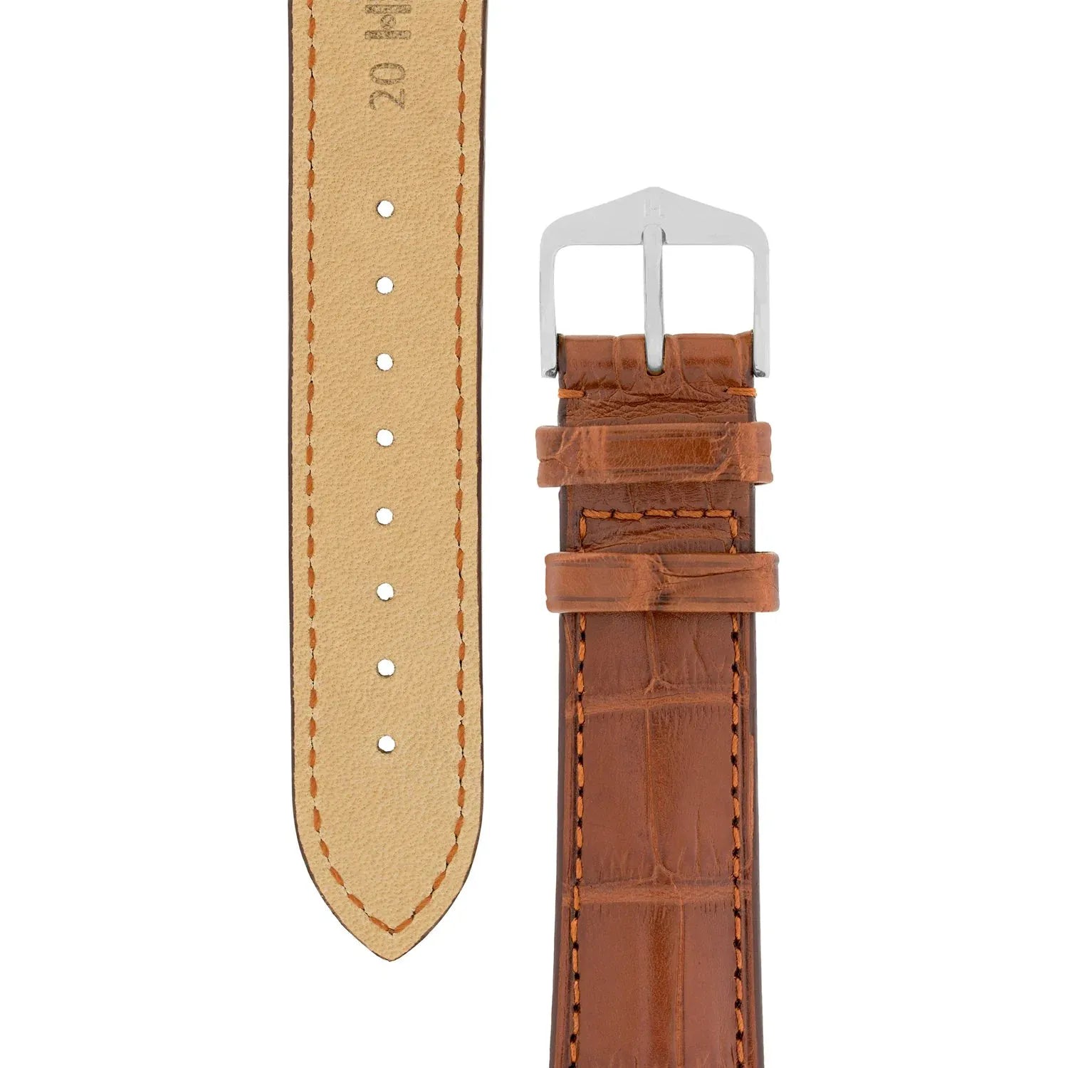 Gold Brown HIRSCH EARL Genuine Louisiana Matte Alligator Watch Band 047 07