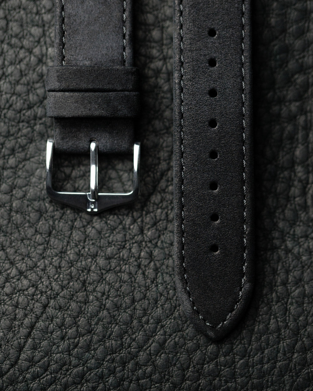 HIRSCH OSIRIS Calfskin Watch Bracelet with Nubuck Texture 034 33 - Black