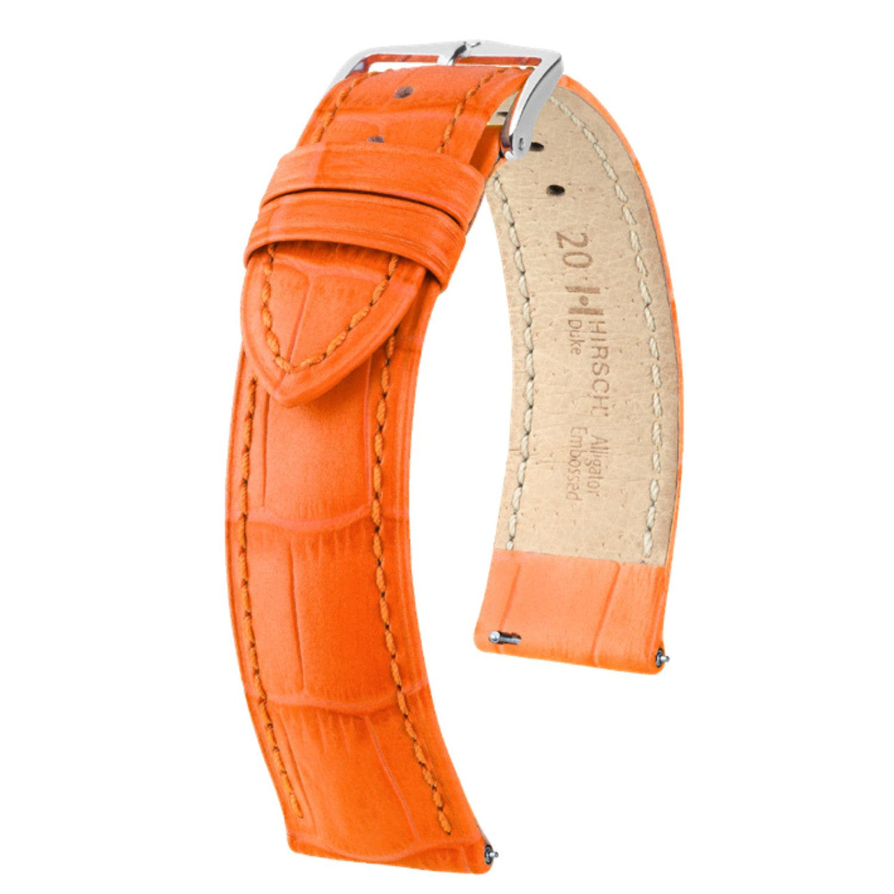 Hirsch - DUKE Alligator Embossed Calfskin Watch Strap - Limited Edition - Orange