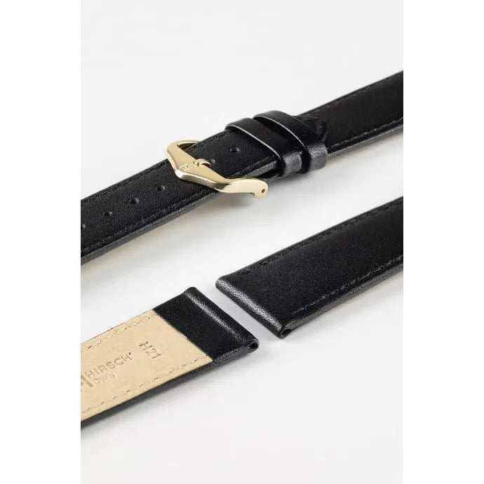 Black HIRSCH OSIRIS Box Leather Watch Bracelet 034 75